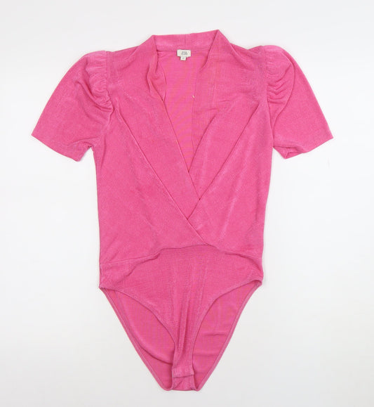 Womens UK Size 10 River Island One-Piece Pink Bodysuit