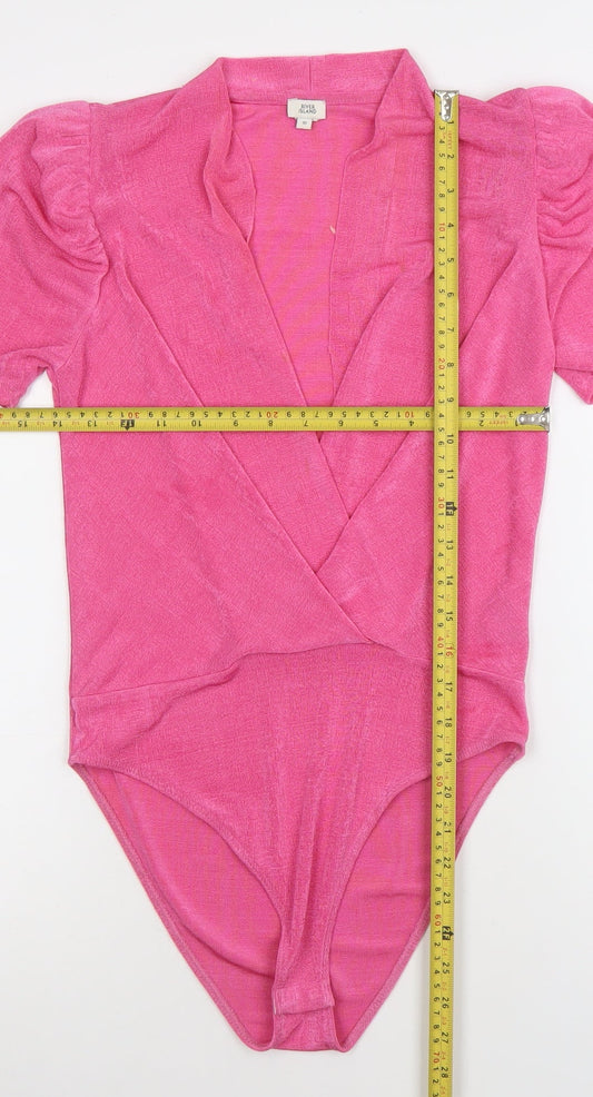 Womens UK Size 10 River Island One-Piece Pink Bodysuit