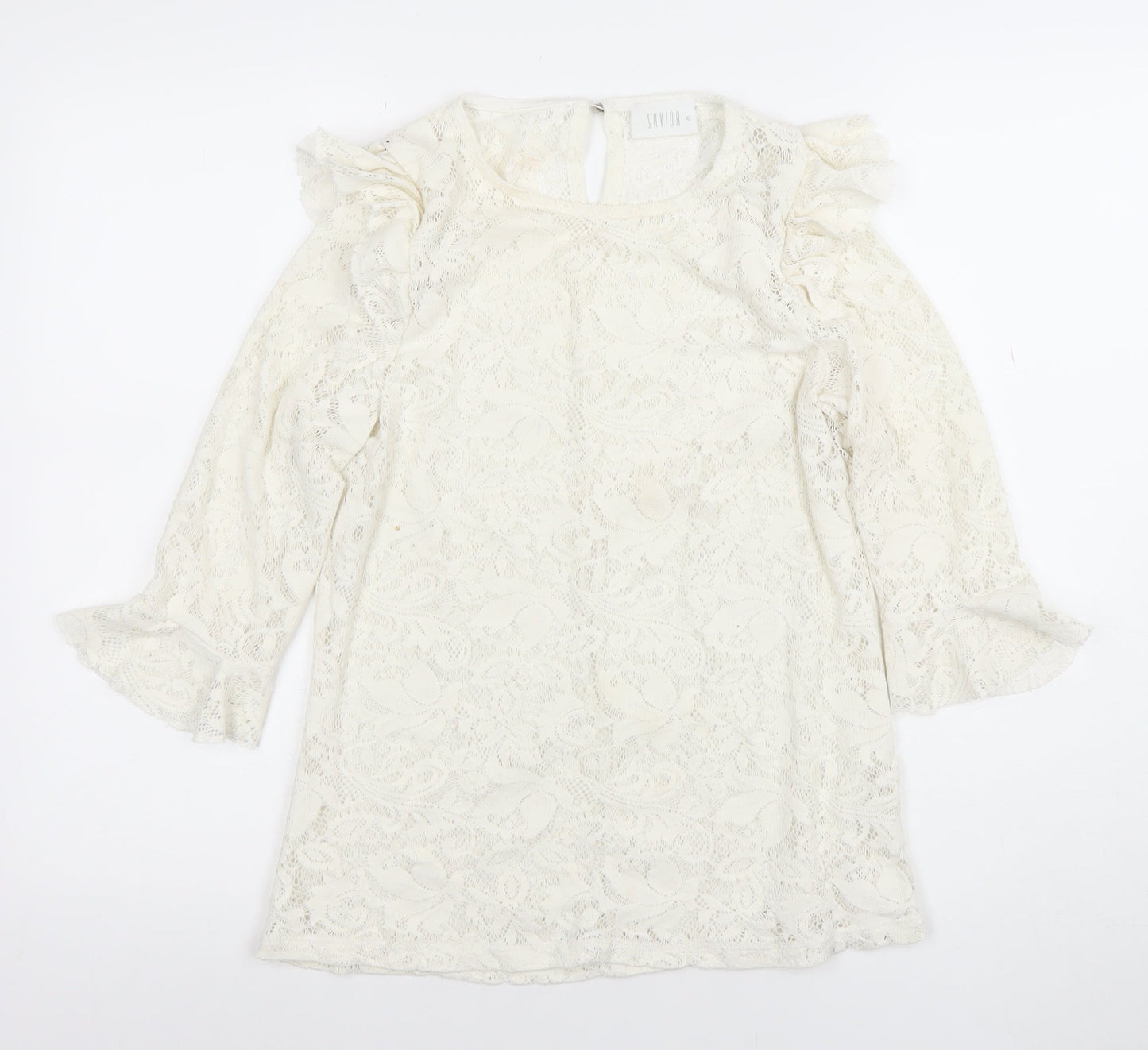 Womens UK Size XL Savior Ivory Tunic Blouse