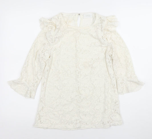 Womens UK Size XL Savior Ivory Tunic Blouse