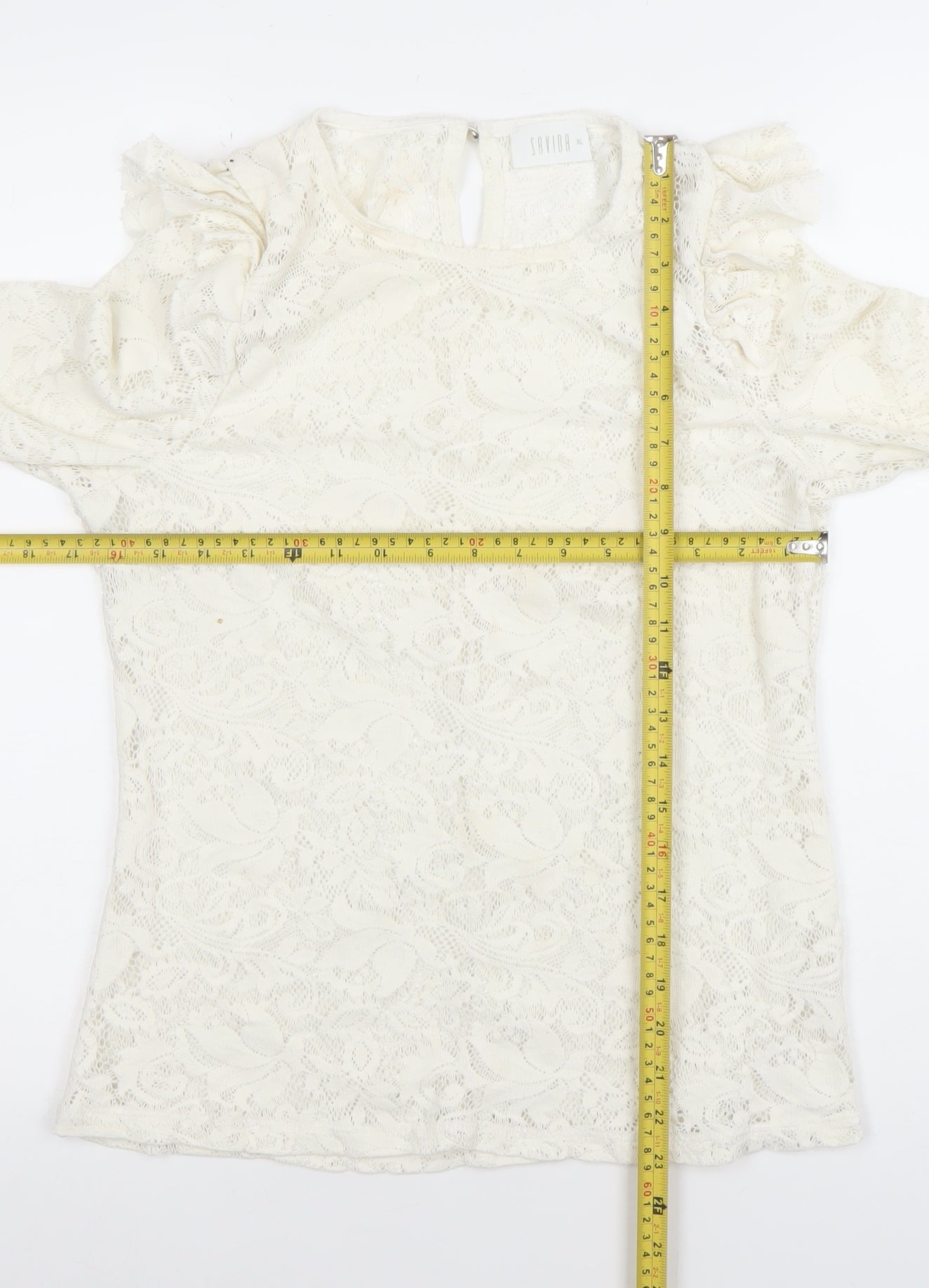 Womens UK Size XL Savior Ivory Tunic Blouse