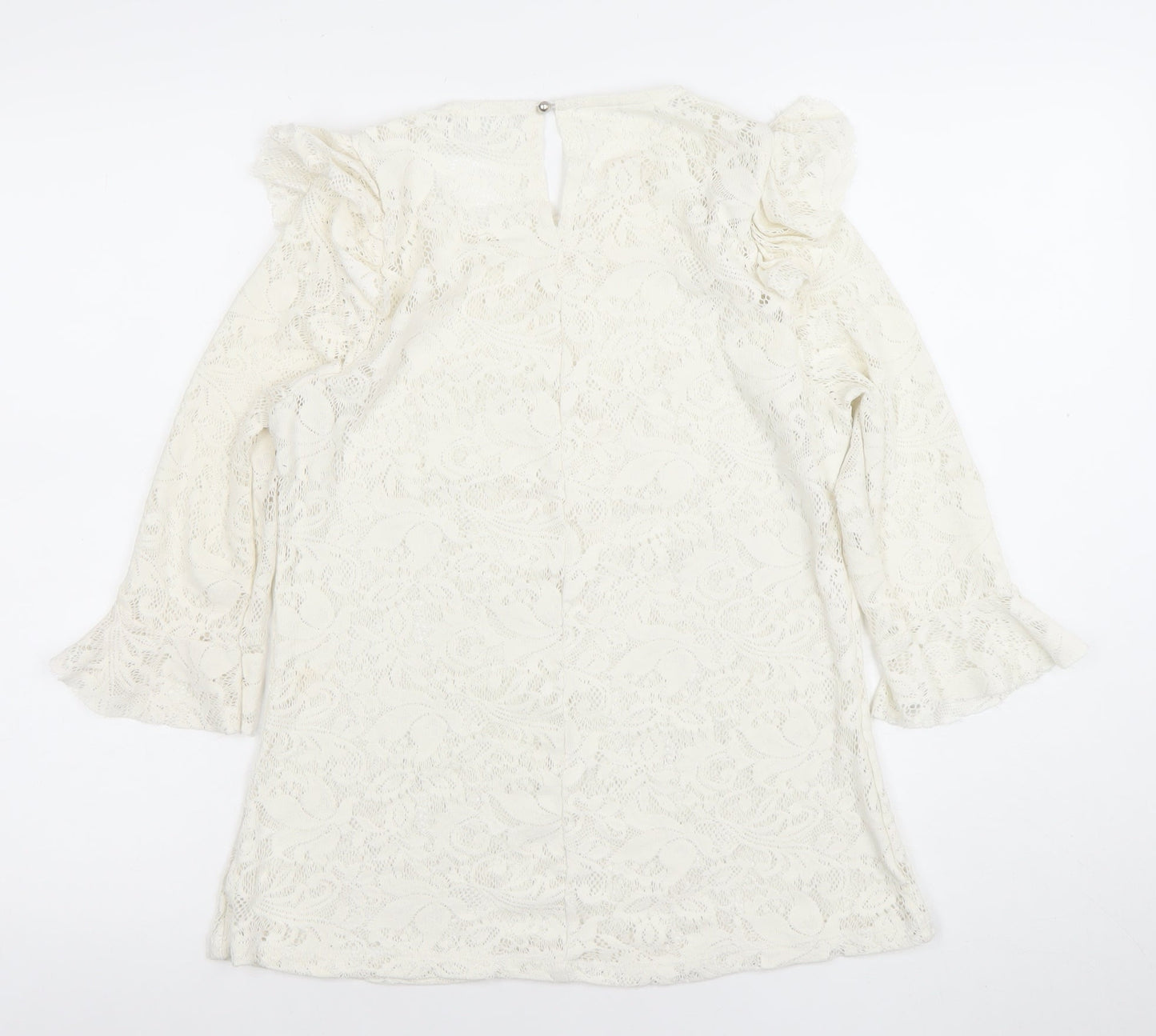 Womens UK Size XL Savior Ivory Tunic Blouse