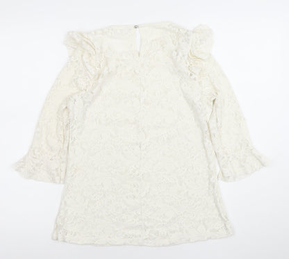 Womens UK Size XL Savior Ivory Tunic Blouse