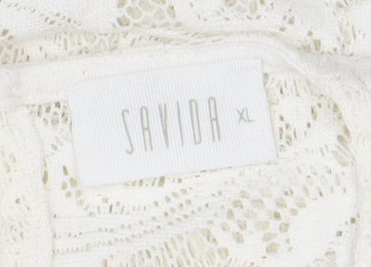 Womens UK Size XL Savior Ivory Tunic Blouse