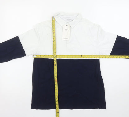 Marks and Spencer Boys Multicoloured Long Sleeve Cotton Polo Shirt 11-12 Years