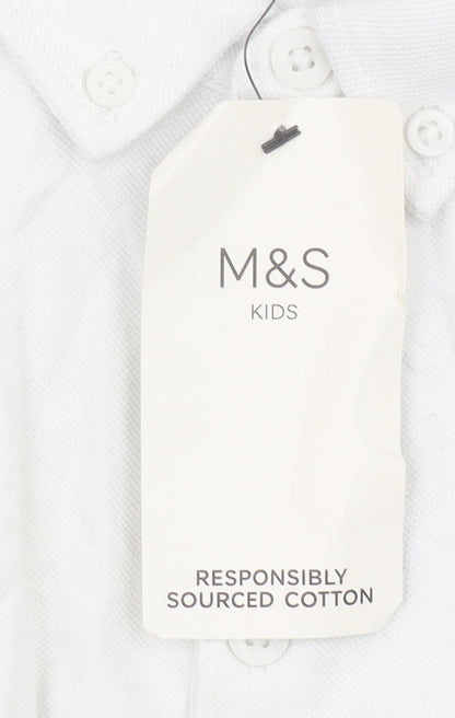 Marks and Spencer Boys Multicoloured Long Sleeve Cotton Polo Shirt 11-12 Years