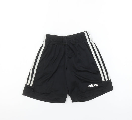 Adidas Boys Black 9-10 Years Athletic Sports Shorts