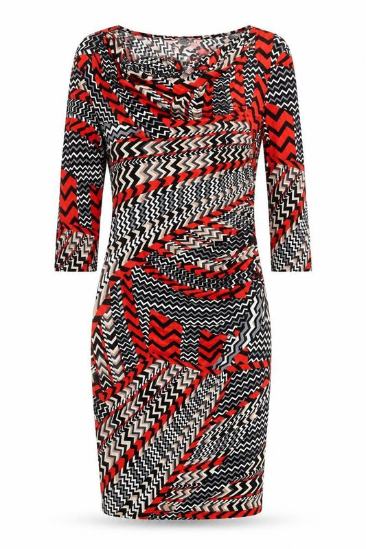 Front view of Gallery Women’s Multicoloured Bodycon Knee Length Dress, size UK 12