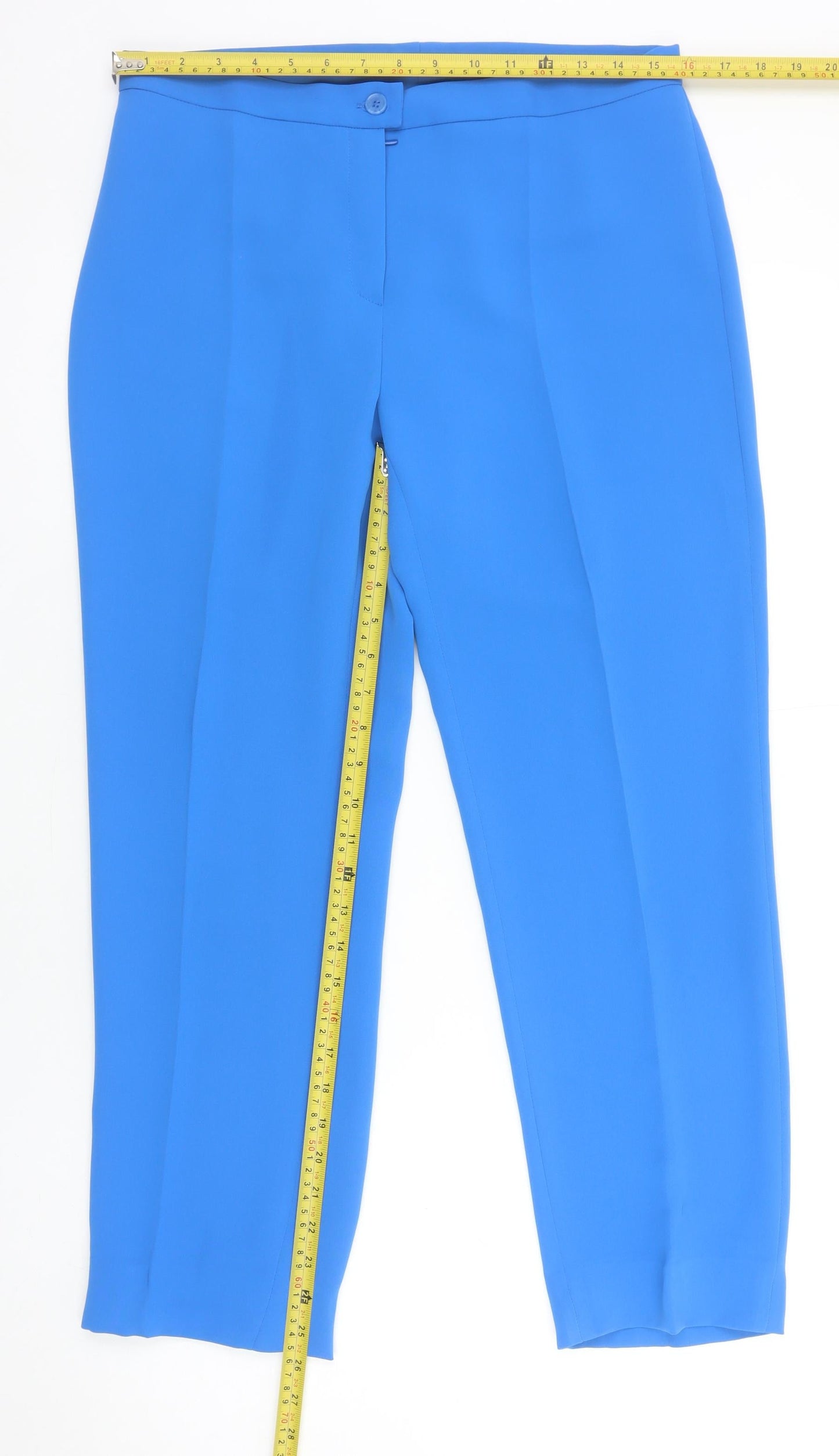 Womens UK Size 14 Christina Felix Regular Fit Cropped Blue Trousers