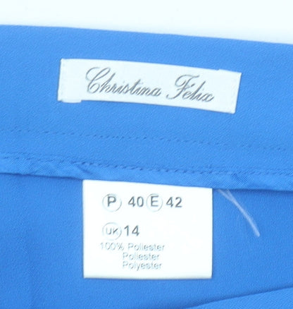 Womens UK Size 14 Christina Felix Regular Fit Cropped Blue Trousers