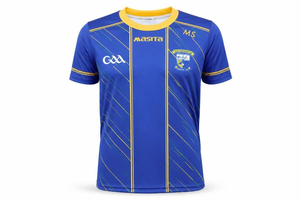 Front view of Masita boys’ blue 7-8 years sports jersey t-shirt quick dry top
