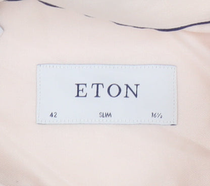 Eton Men's Pink Slim Fit 16.5in (42) Long Sleeve Cotton Shirt