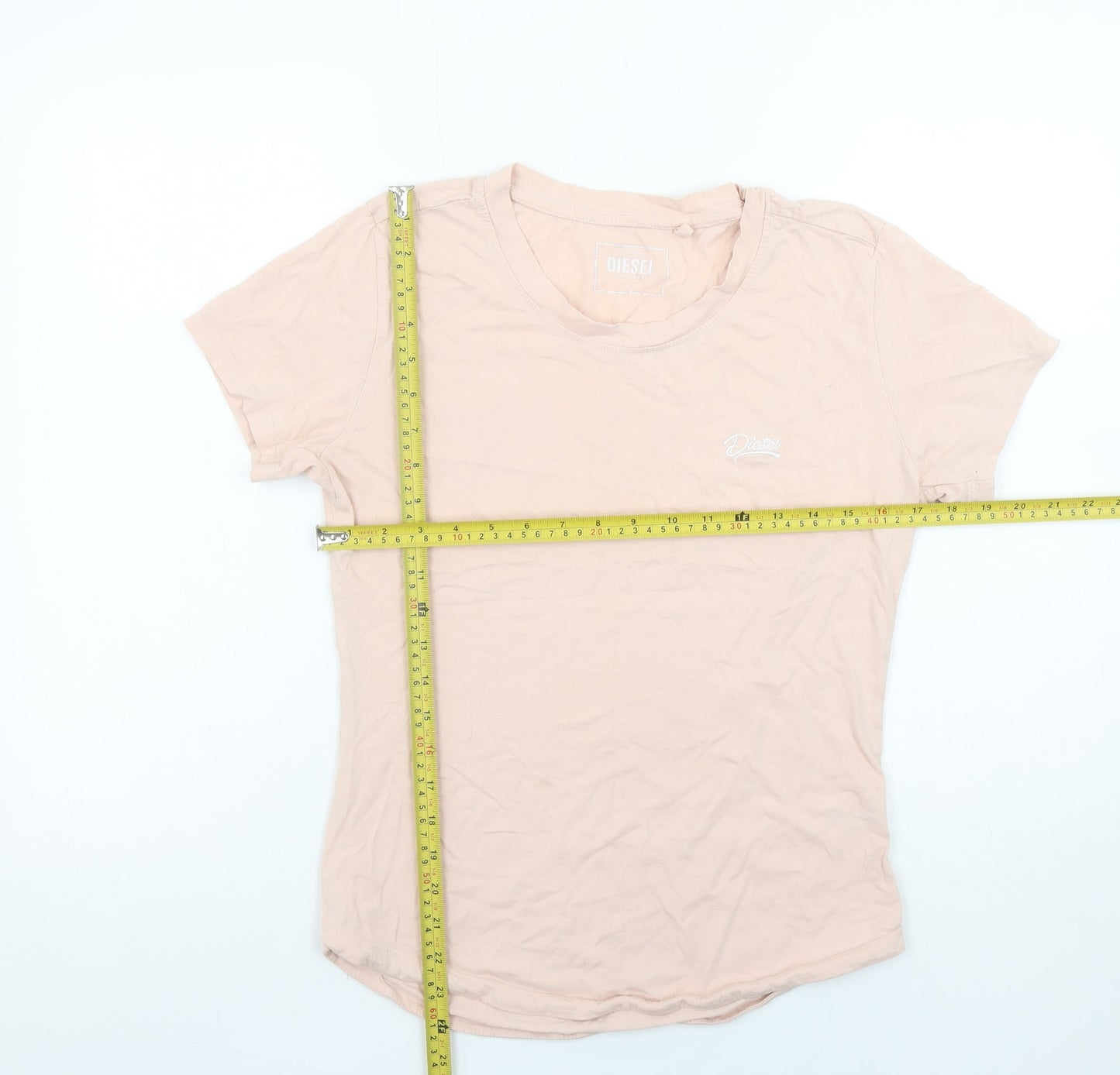 Womens UK Size M Diesel Beige Basic T-Shirt