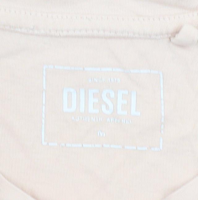 Womens UK Size M Diesel Beige Basic T-Shirt
