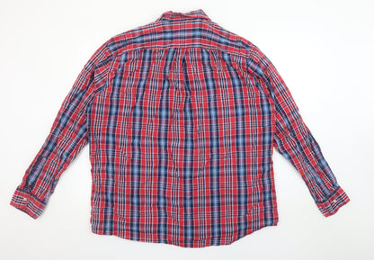 Real Clothing Men's Red 2XL Button-Down Plaid Cotton Shirt