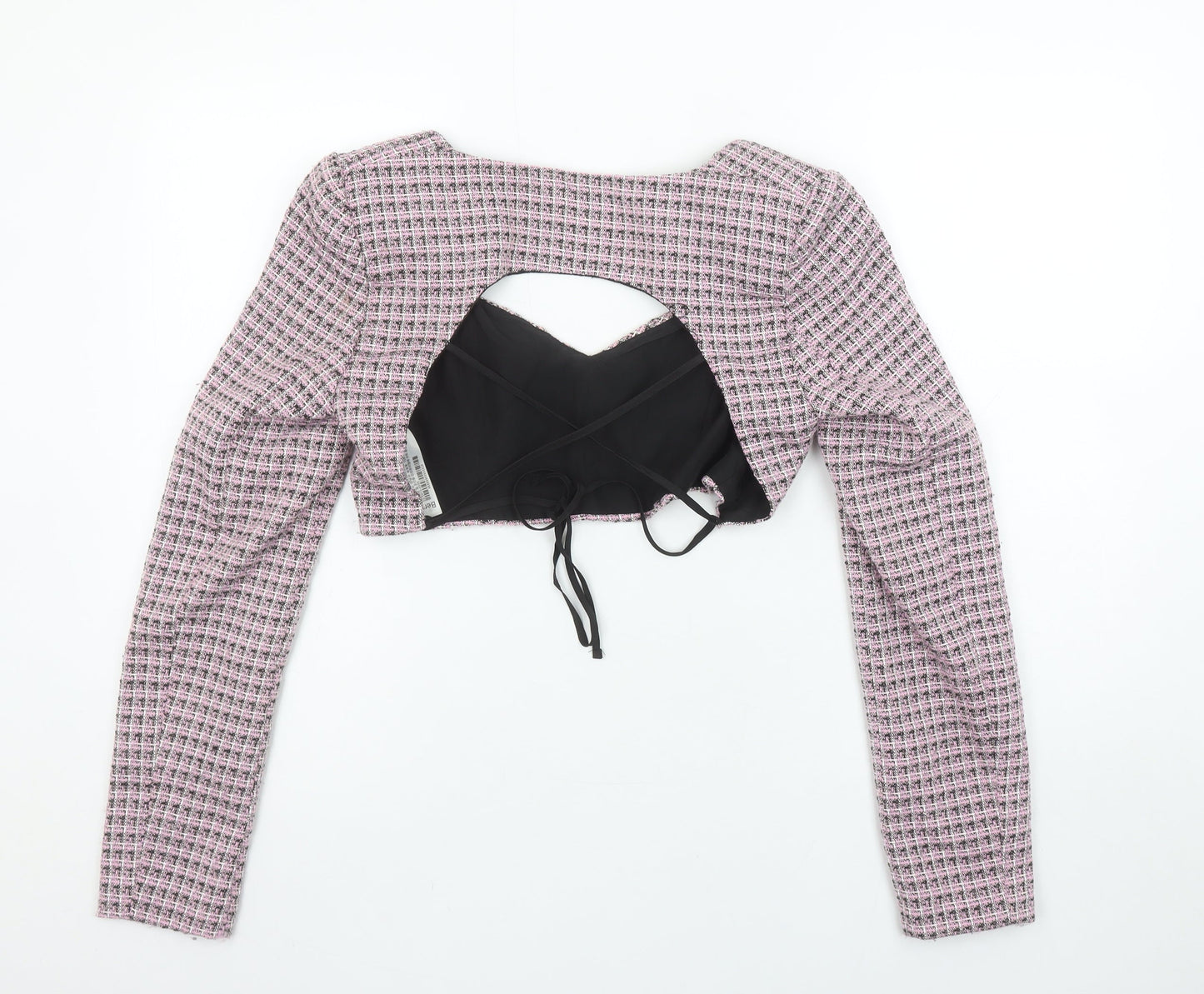 Womens UK Size 8 Bershka Pink Cropped Blouse