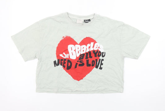 Girls UK Size 11-12 Years Zara Grey Cropped T-Shirt