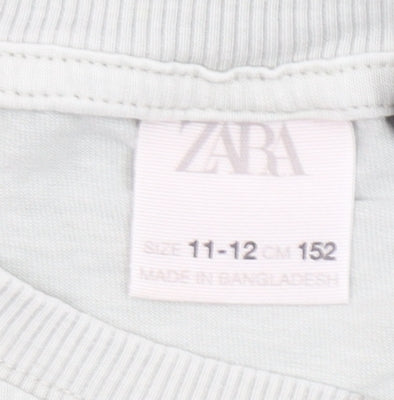 Girls UK Size 11-12 Years Zara Grey Cropped T-Shirt