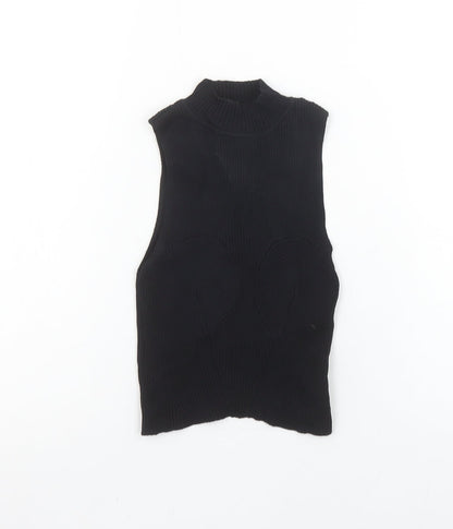 Womens UK Size XS Bershka Black Cropped Tank