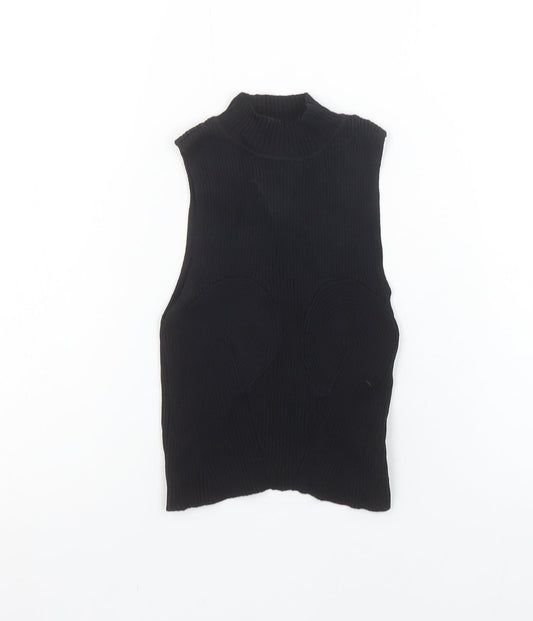 Womens UK Size XS Bershka Black Cropped Tank