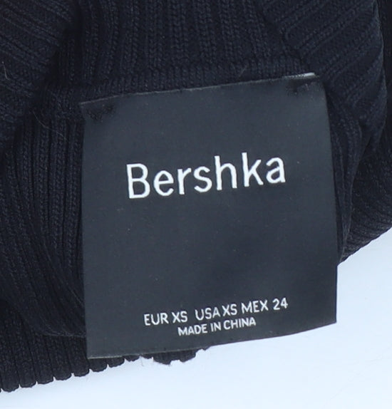 Womens UK Size XS Bershka Black Cropped Tank