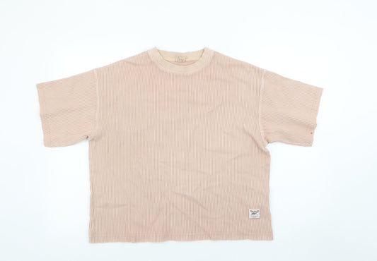 Womens UK Size S Reebok Beige Basic T-Shirt