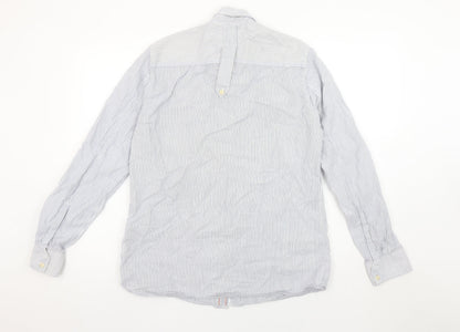 Pepe Jeans Men's Blue Striped Slim Fit Long Sleeve Button-Up Shirt L