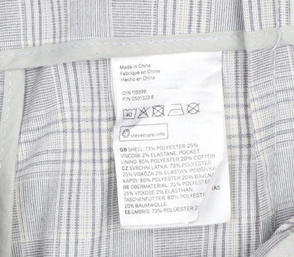 H&M Womens Grey Check Paperbag Trousers Size 8 Regular Fit