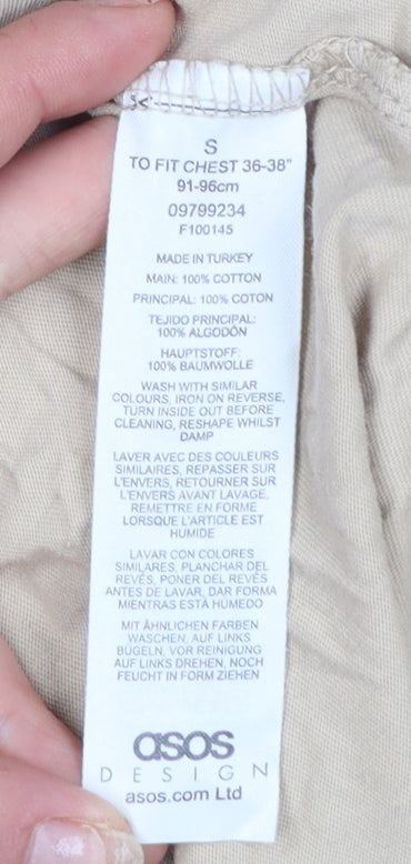 Mens UK Size S ASOS Design Beige  T-Shirt