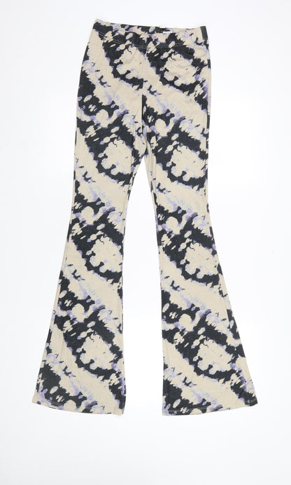 Topshop Women’s Beige Tie Dye Flared Leggings Size 10