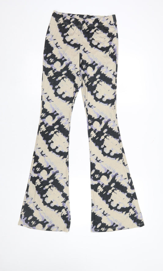 Topshop Women’s Beige Tie Dye Flared Leggings Size 10