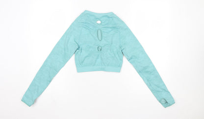 Gymshark Women Blue Long Sleeve Cropped Activewear Top Size S