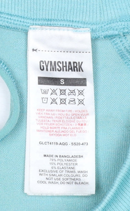 Gymshark Women Blue Long Sleeve Cropped Activewear Top Size S