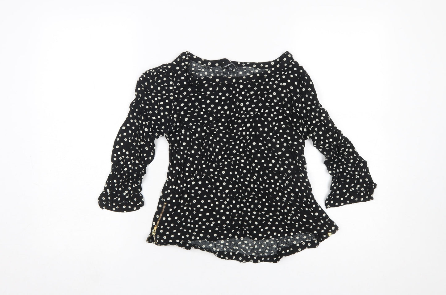 Womens UK Size 12 Warehouse Black Tunic Blouse