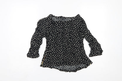 Womens UK Size 12 Warehouse Black Tunic Blouse
