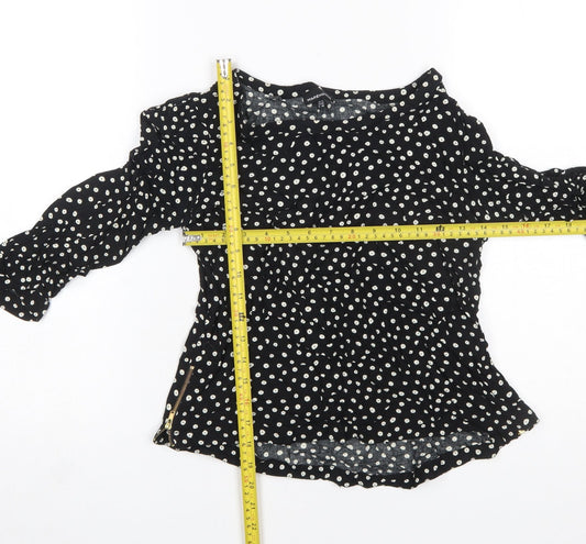 Womens UK Size 12 Warehouse Black Tunic Blouse