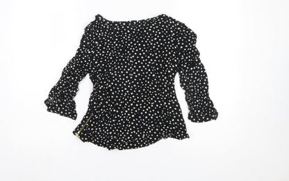 Womens UK Size 12 Warehouse Black Tunic Blouse