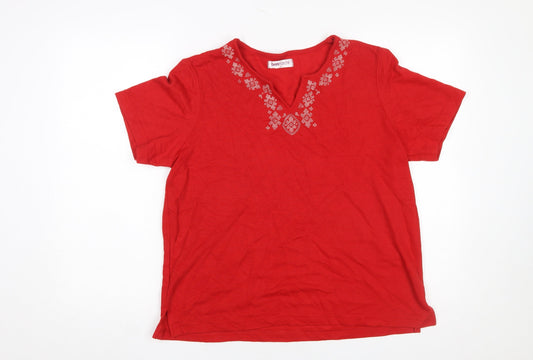 Womens UK Size M Bonmarché Red Basic T-Shirt