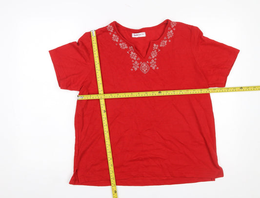 Womens UK Size M Bonmarché Red Basic T-Shirt