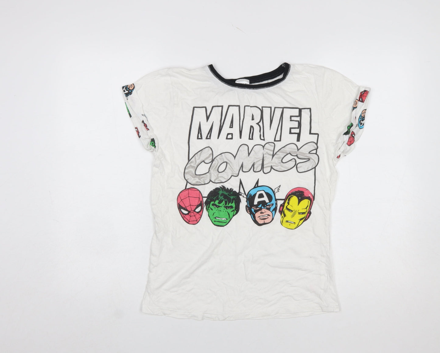 Womens UK Size 8-10 Marvel Comics White Basic T-Shirt