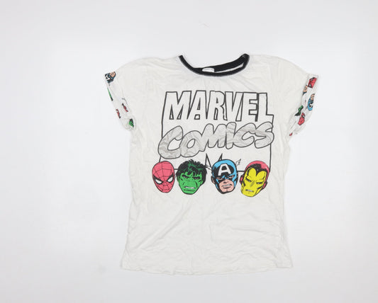 Womens UK Size 8-10 Marvel Comics White Basic T-Shirt