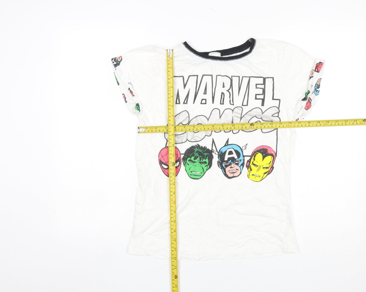 Womens UK Size 8-10 Marvel Comics White Basic T-Shirt