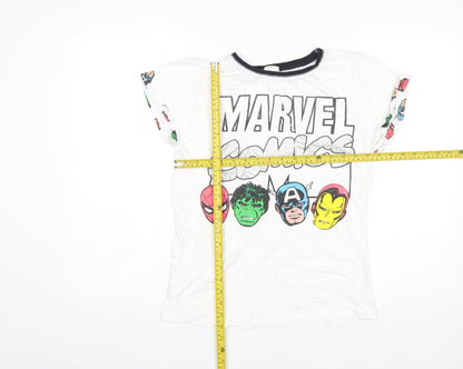 Womens UK Size 8-10 Marvel Comics White Basic T-Shirt