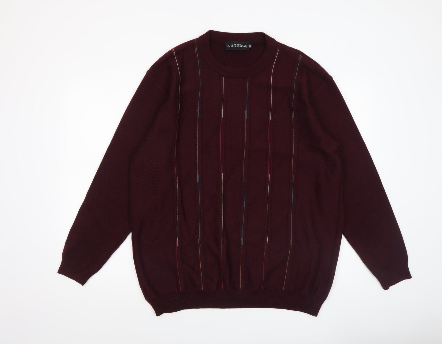 Mens UK Size 2XL Gilt Edge Red Pullover Jumper