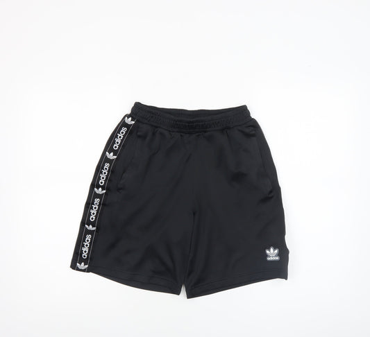 adidas Men's Black XS Athletic Sports Shorts with Logo Trim