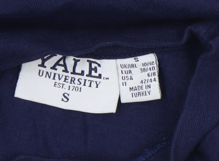 Womens UK Size S Yale University Blue Cropped T-Shirt