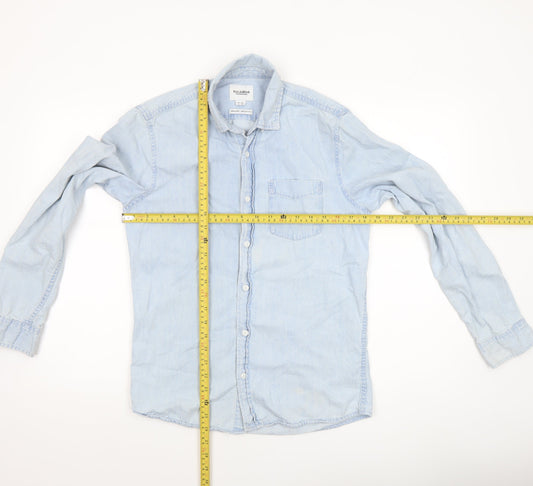 Womens UK Size 8 Pull & Bear Blue Basic Button-Up