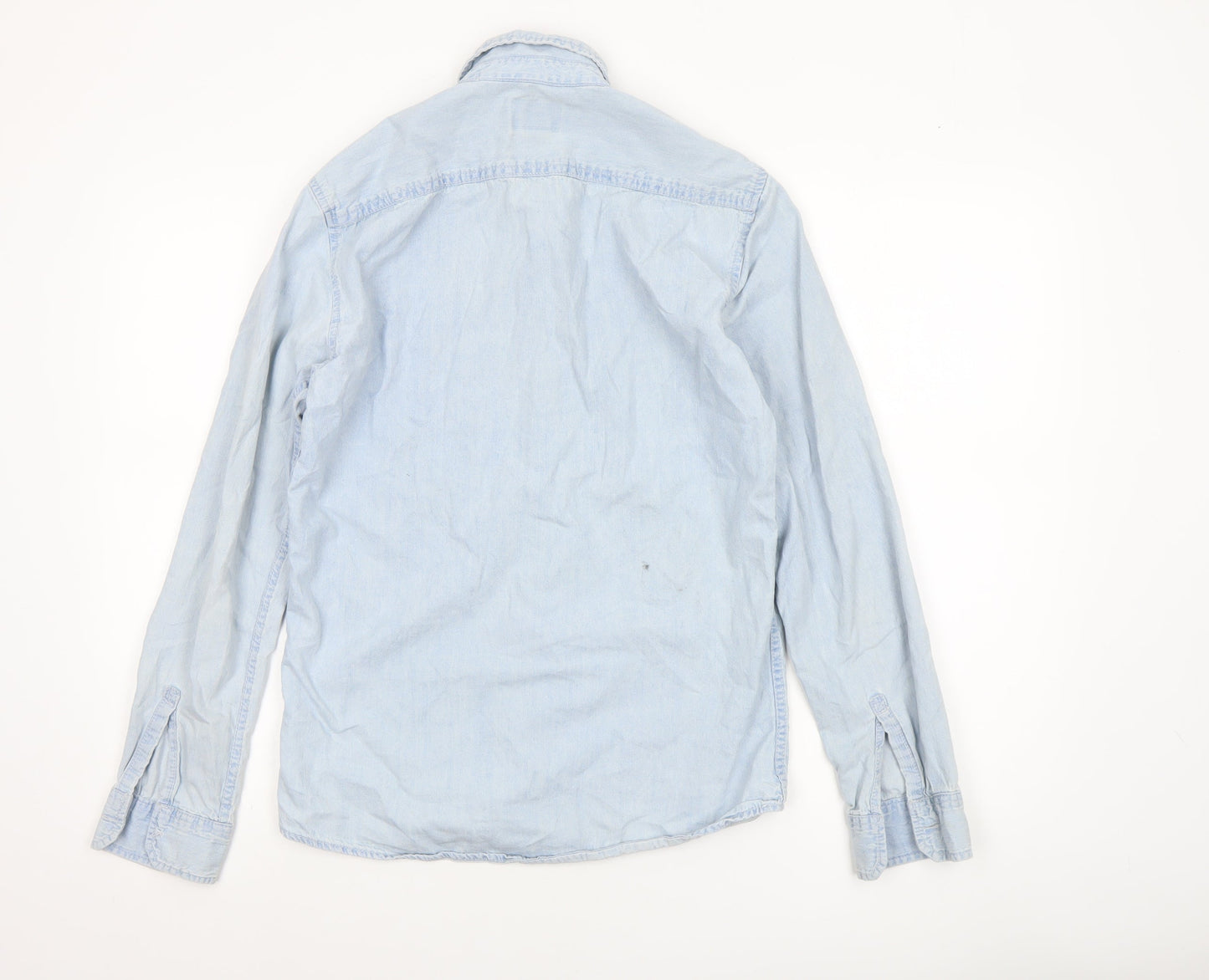 Womens UK Size 8 Pull & Bear Blue Basic Button-Up