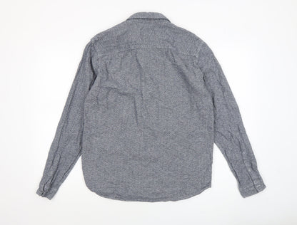 Jack & Jones Men’s Blue Geometric Regular Fit Long Sleeve Cotton Shirt M