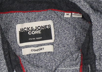 Jack & Jones Men’s Blue Geometric Regular Fit Long Sleeve Cotton Shirt M
